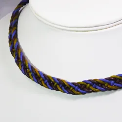 Necklace - Hand woven leather Xiomara - Necklace - Laiton bronze